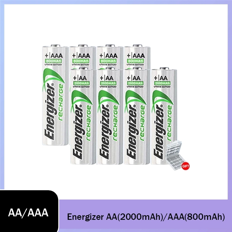 Energizer AA/AAA แบตเตอรี่ชาร์จ 1.2V แบตเตอรี่ไฮโดรเจนนิกเกิล 2000mAh 800mAh