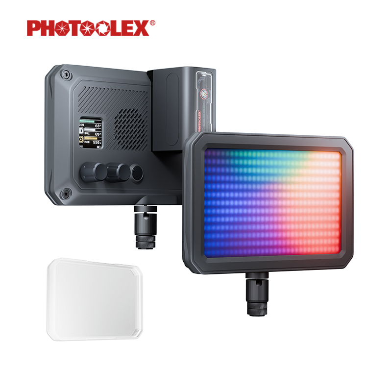 PHOTOOLEX Matrix-07 RGB 36W ไฟถ่ายภาพสีเต็มรูปแบบกลางแจ้งแบบชาร์จไฟได้พร้อมแหล่งจ่ายไฟคู่ 2500-9900K