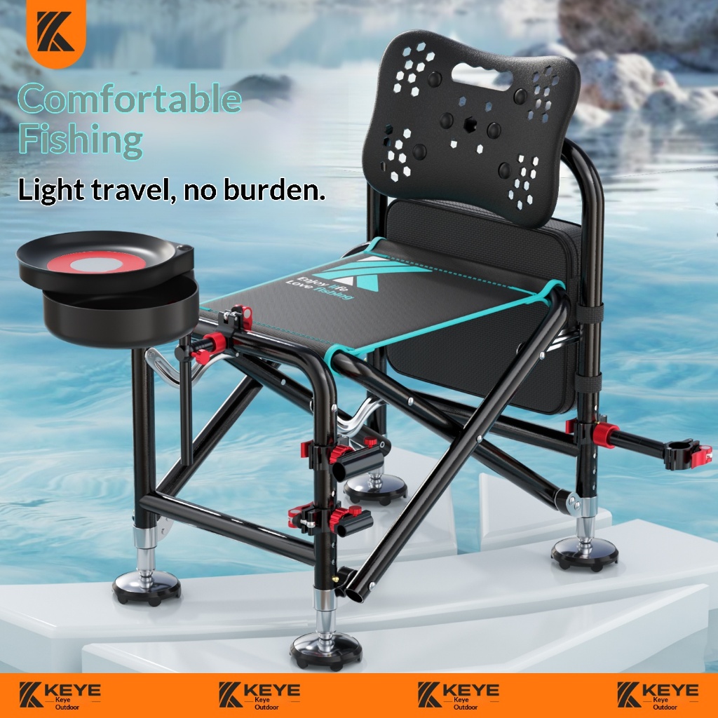 KEYE เก้าอี้ตกปลา All-Terrain ตกปลาป่าโดยเฉพาะเก้าอี้พับแบบพกพาเก้าอี้ตกปลาอัศวินน้ําหนักเบาพิเศษ