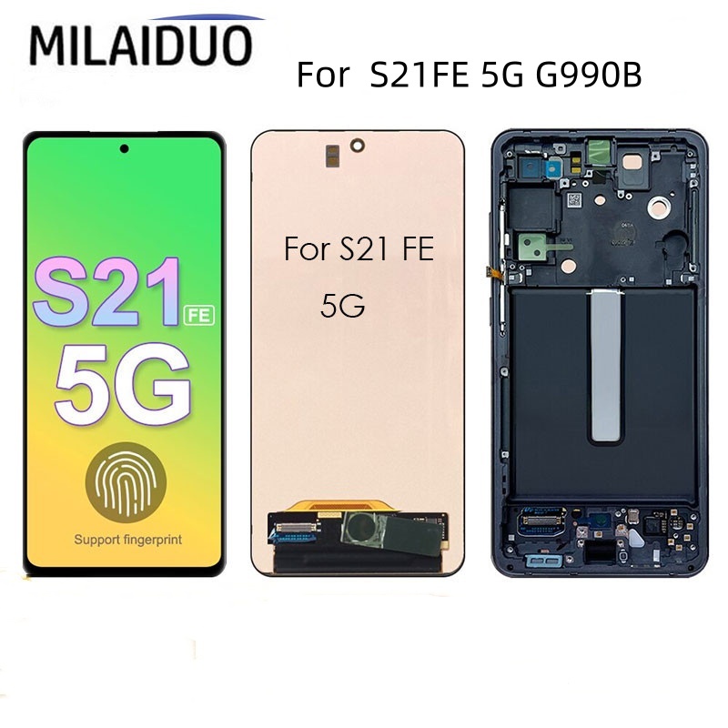 Super AMOLED LCD สําหรับ SAMSUNG Galaxy S21 FE 5G หน้าจอสัมผัสสําหรับ Samsung S21 FE LCD Didsplay SM