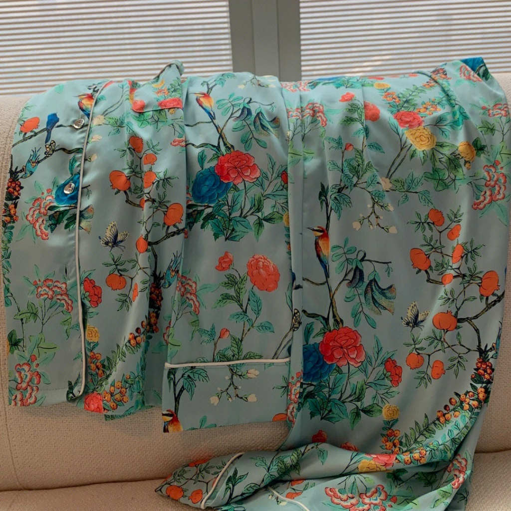 [TPNY]ชุดนอนพิมพ์ลายดอกไม้สไตล์ฝรั่งเศส นุ่มสบาย สำหรับฤดูใบไม้ผลิ/ฤดูใบไม้ร่วง สำหรับผู้หญิง - รูปที่ 4