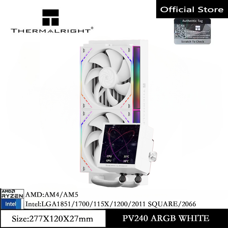 Thermalright PEERLESS VISION 240/360 สีขาว ARGB CPU Water Cooler หน้าจอ 3.95 นิ้ว DIY Setup CPU Liquid Cooler สําหรับ LGA 1851/1700/ AMD AM5/AM4