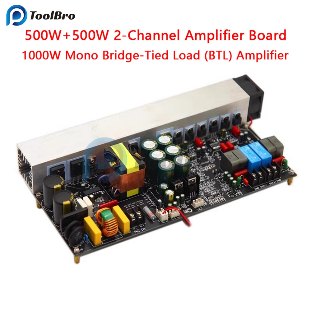 YD1000W บอร์ดขยายเสียงดิจิตอล Class D กําลังสูง Dual Channel 500W * 2 สะพาน 1000W พร้อมแหล่งจ่ายไฟสล