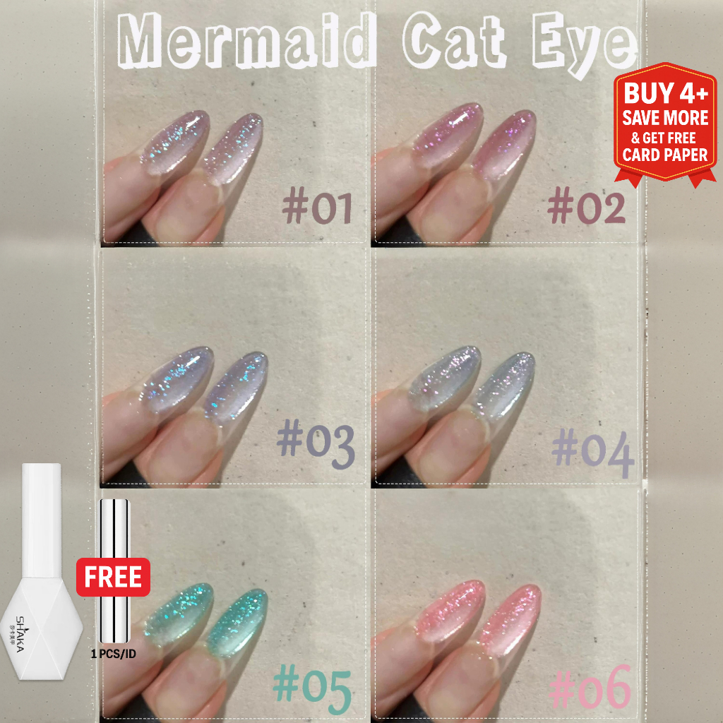 SHAKA เจลทาเล็บแคทอายนางเงือก 6 สี เปล่งแสงใต้ท้องทะเลแฟนตาซี เจลทาเล็บแม่เหล็ก เพ้นท์เล็บ แบบแช่ออก