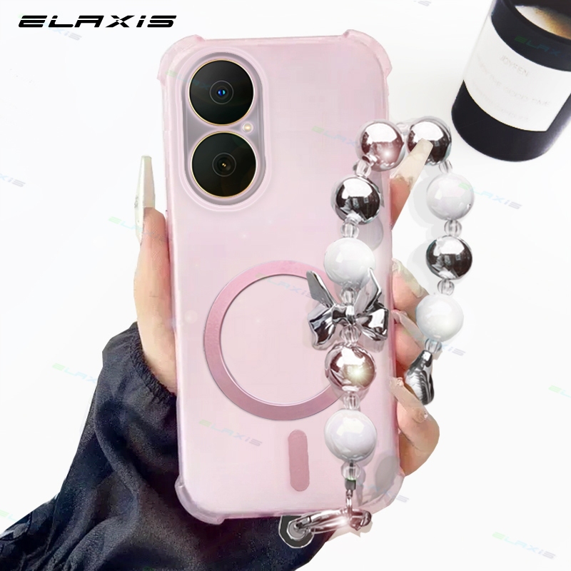 ELAXIS Magnetic Wireless Casing เข้ากันได้กับ Huawei Nova Y73 เคสโทรศัพท์โปร่งแสง Matte Soft Shell พ