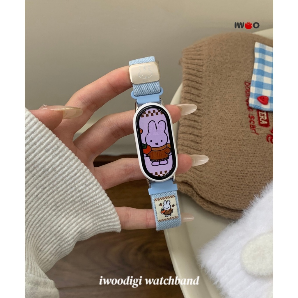 สําหรับ xiaomi/mi band 10 nfc/Ceramic/mi band 9/mi band 8 nfc 尼龙吸制女生表带