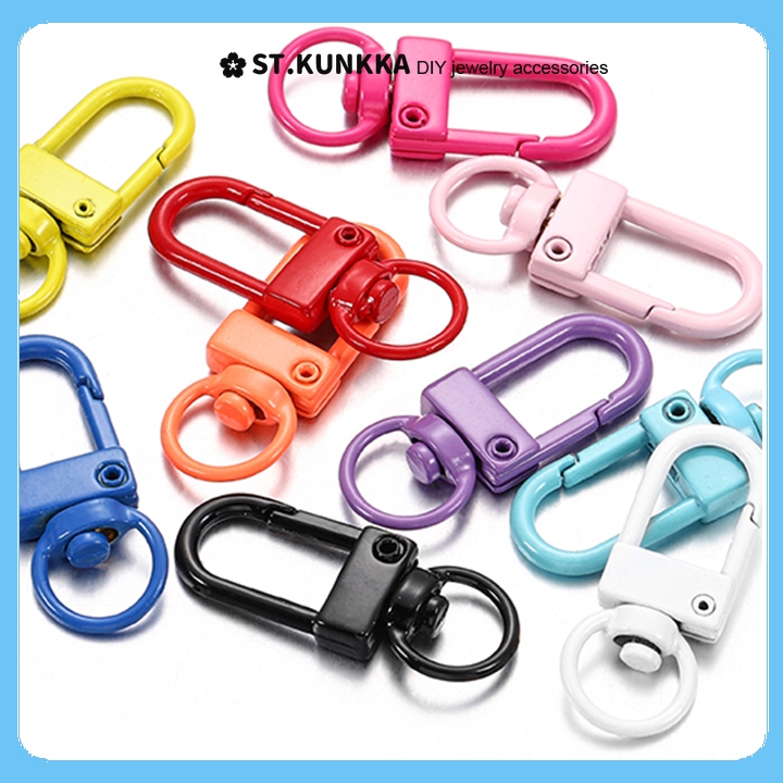 St.kunkka 10Pcs/Lot ตะขอตัวยู ตะขอล็อค ตะขอก้ามปูสีลูกกวาด, ตะขอรูปตัวยูสี, ตะขอเกี่ยวพวงกุญแจ