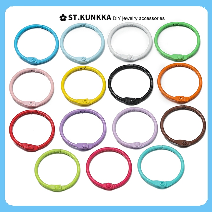 คลิปสีสีโลหะที่สามารถเคลื่อนย้ายแหวน 30 มม. แหวนใบหลวมเปิดแหวนพวงกุญแจอุปกรณ์เครื่องประดับ DIY 5/10pcs