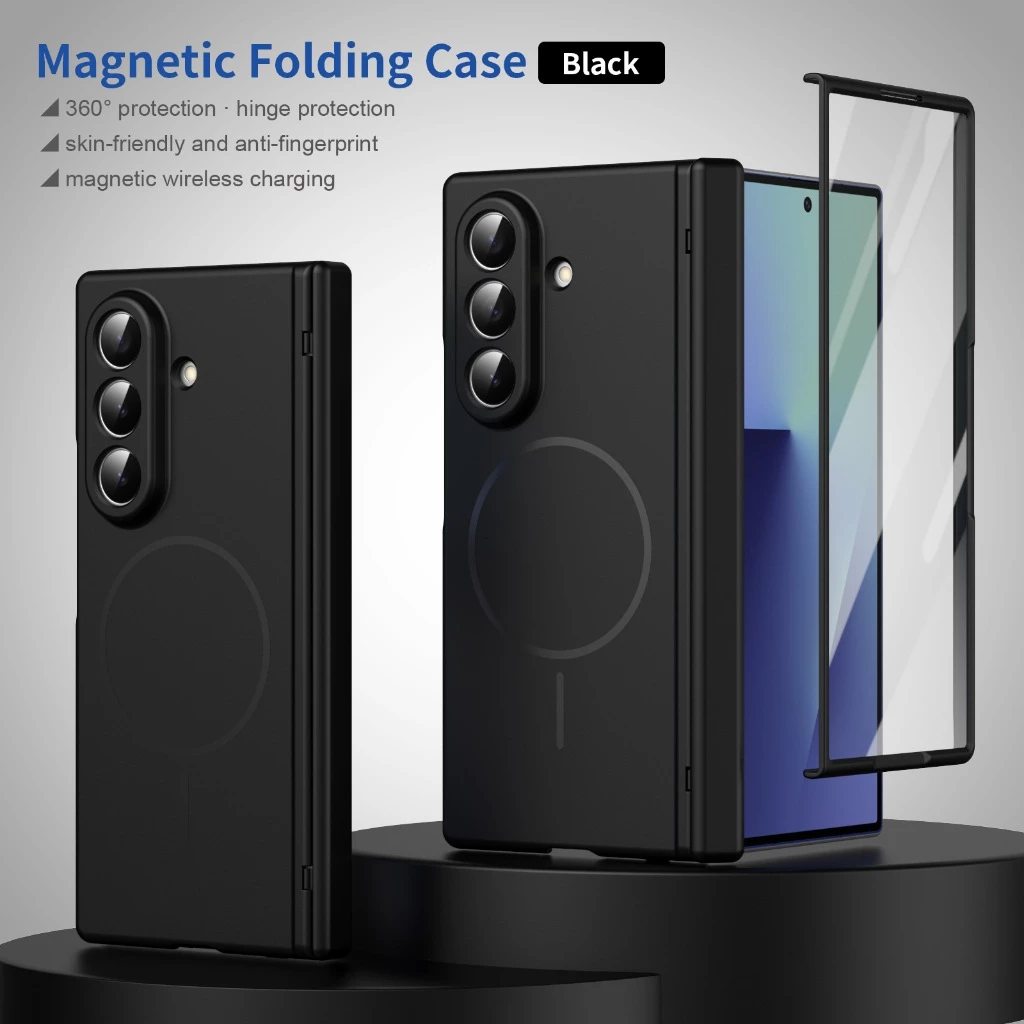 สําหรับเคส Samsung Galaxy Z Fold 8/Fold 7/Fold 6/5 หุ้มด้วยฟิล์มบานพับชาร์จไร้สายแบบแม่เหล็ก