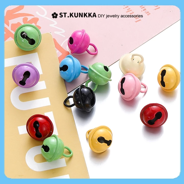 St.kunkka กระดิ่งโลหะสีสันสดใสขนาด 14 มม. สำหรับตกแต่งปลอกคอสัตว์เลี้ยง DIY และจี้พวงกุญแจ