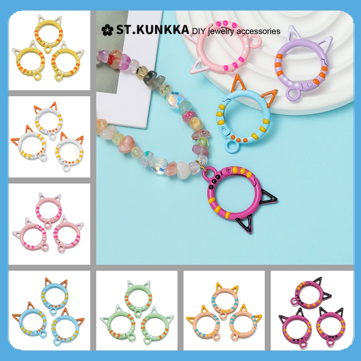 St.kunkka 1PCS สไตล์ใหม่โลหะผสมแหวนฤดูใบไม้ผลิแหวนการ์ตูนทาสีเปิดแหวน DIY พวงกุญแจอุปกรณ์เสริมโซ่โทรศัพท์มือถือ