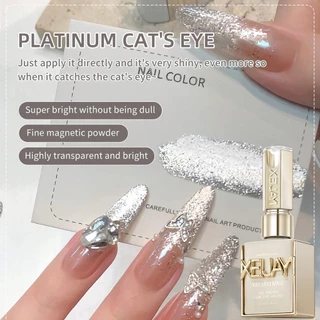 XEIJAYI 15 มล ยาทาเล็บลายแมวตาสีขาวเงินใหม่ ติดทนนานและเงางาม เหมาะสำหรับร้านทำเล็บและงาน DIY