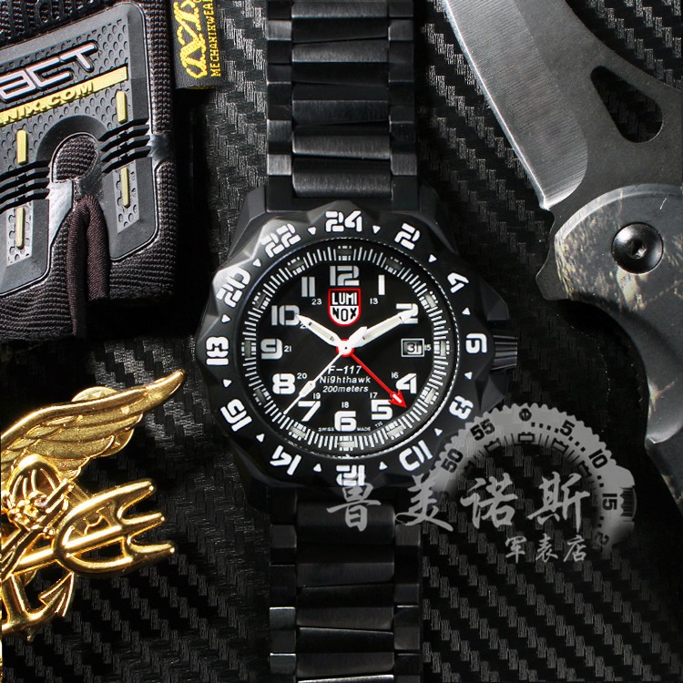 จีน luminox lumi นาฬิกา 6422 US Army Nighthawk F-117 เครื่องบินที่ระลึกทหารนาฬิกาผู้ชายนาฬิกาดําน้ํา