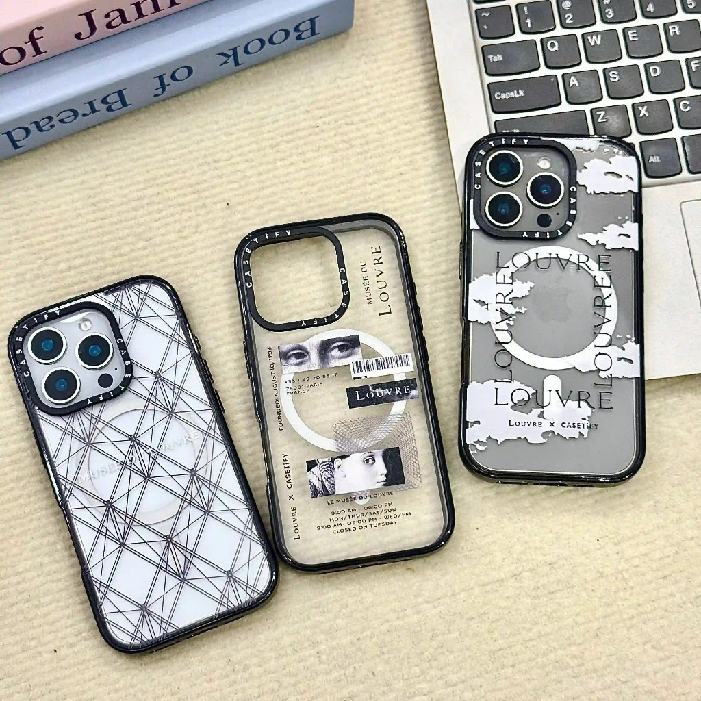 Louvre CT Anti-impact ใหม่อะคริลิคฝาครอบแม่เหล็กสําหรับ iphone12 13 14 15 16 17 air plus promax เคสป้องกัน