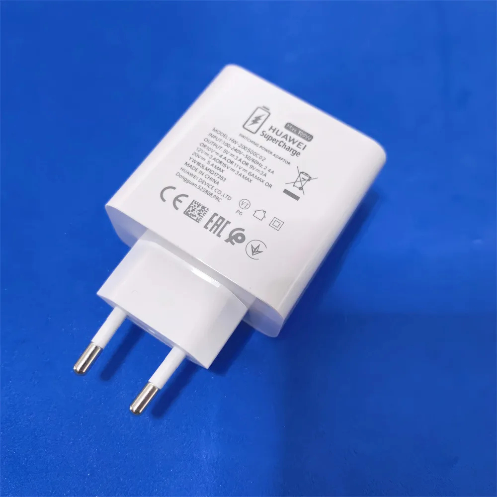 Huawei 100W EU Charger Super Charge Fast Wall Adapter 6A 1/1.5M ประเภท C สําหรับ Pura 80 70 Ultra/Pr