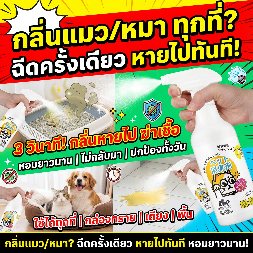 🐱สเปรย์ดับกลิ่นฉี่แมว 3 วินาที MINI ดับกลิ่นทรายแมวและสุนัข