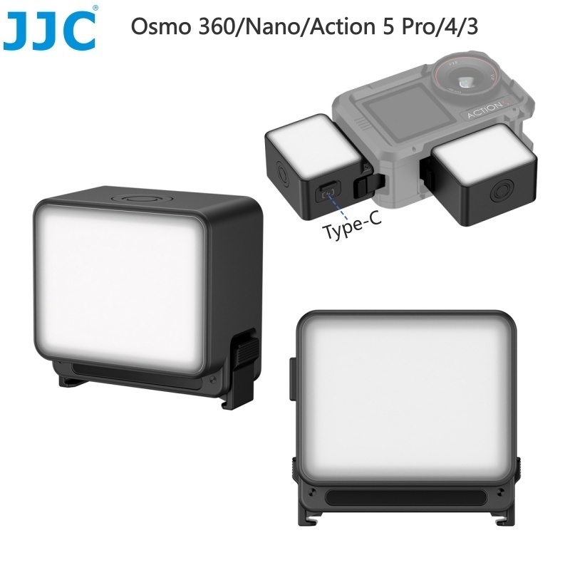 JJC ไฟ LED สําหรับ DJI Action 6 Action 5 Pro 4 3 & Osmo 360 NANO กล้องแม่เหล็ก Vlogging วิดีโอ Type-C กันน้ําการถ่ายภาพเติมแสงอุปกรณ์เสริม