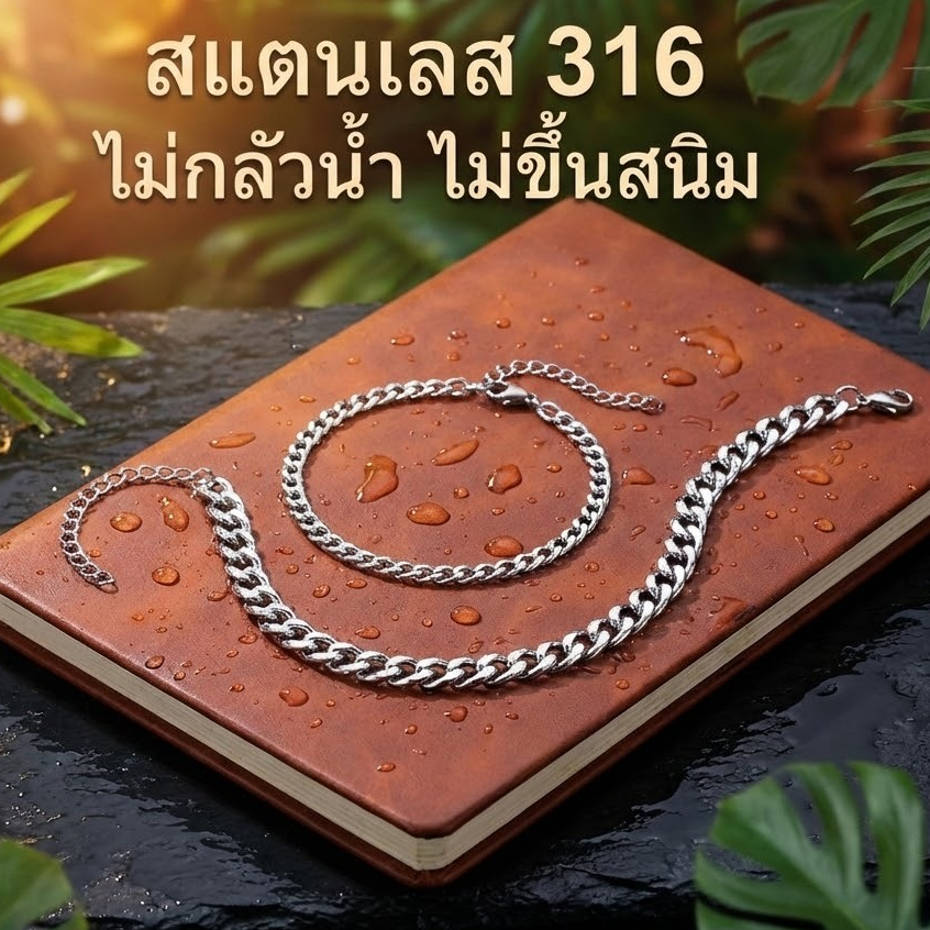 St.kunkka สไตล์ฮิปฮอป สร้อยข้อมือ สแตนเลสแท้316l มินิมอลCubanกำไล เท่ๆโซ่เลส ใส่อาบน้ำได้ ใส่ว่ายน้ำได้ ไม่ลอก ไม่ดำ ไม่เป็นสนิม