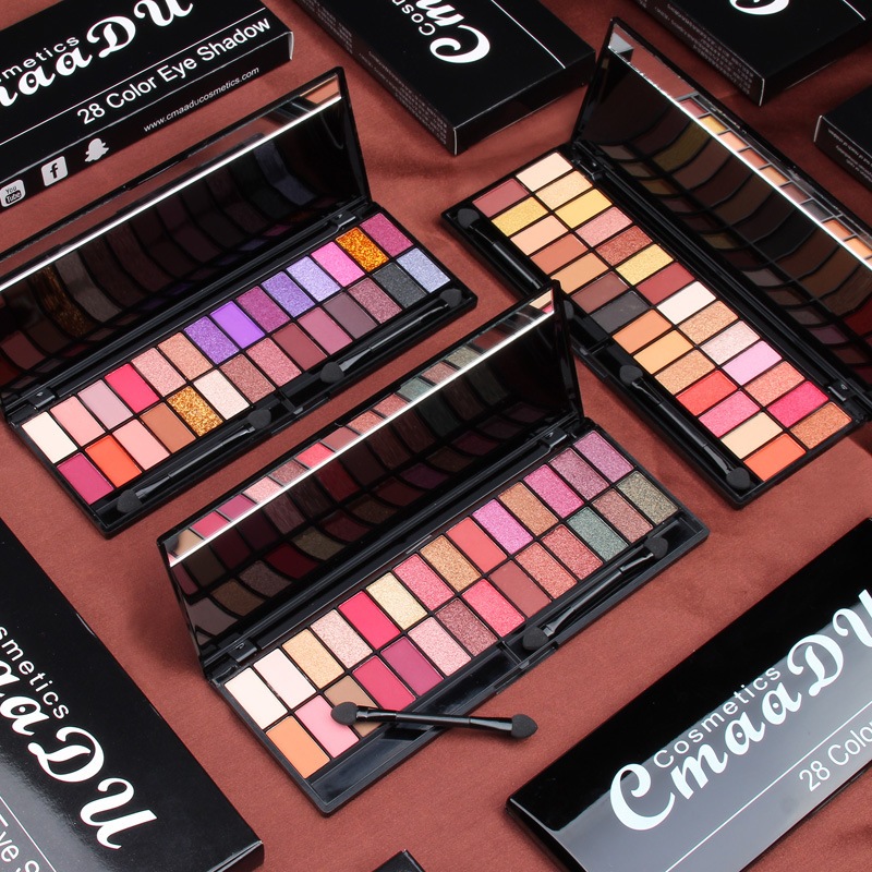 ✨C cmaadu 28 สี Matte Pearlescent Eyeshadow Palette Multicolor All-Match กันน้ํา Sweatproof Daily Commuter/Stage แต่งหน้าเหมาะสําหรับ