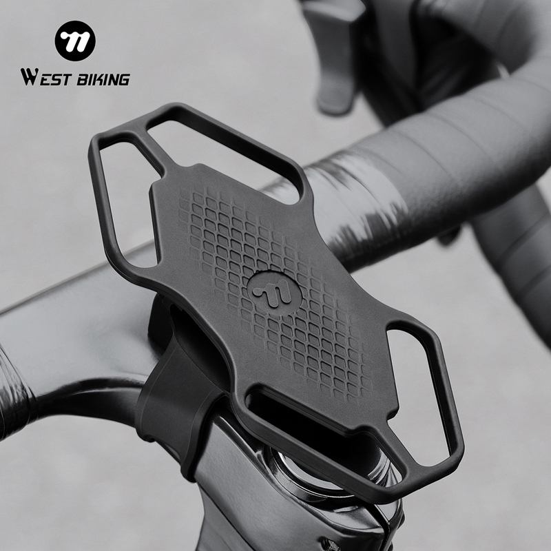 WEST BIKING ขาตั้งโทรศัพท์ซิลิโคนสำหรับจักรยานเสือภูเขา 6.7 นิ้ว พร้อมระบบนำทางสำหรับปั่นจักรยาน กันกระแทก ติดตั้งรวดเร็ว อุปกรณ์เสริมสำหรับจักรยาน
