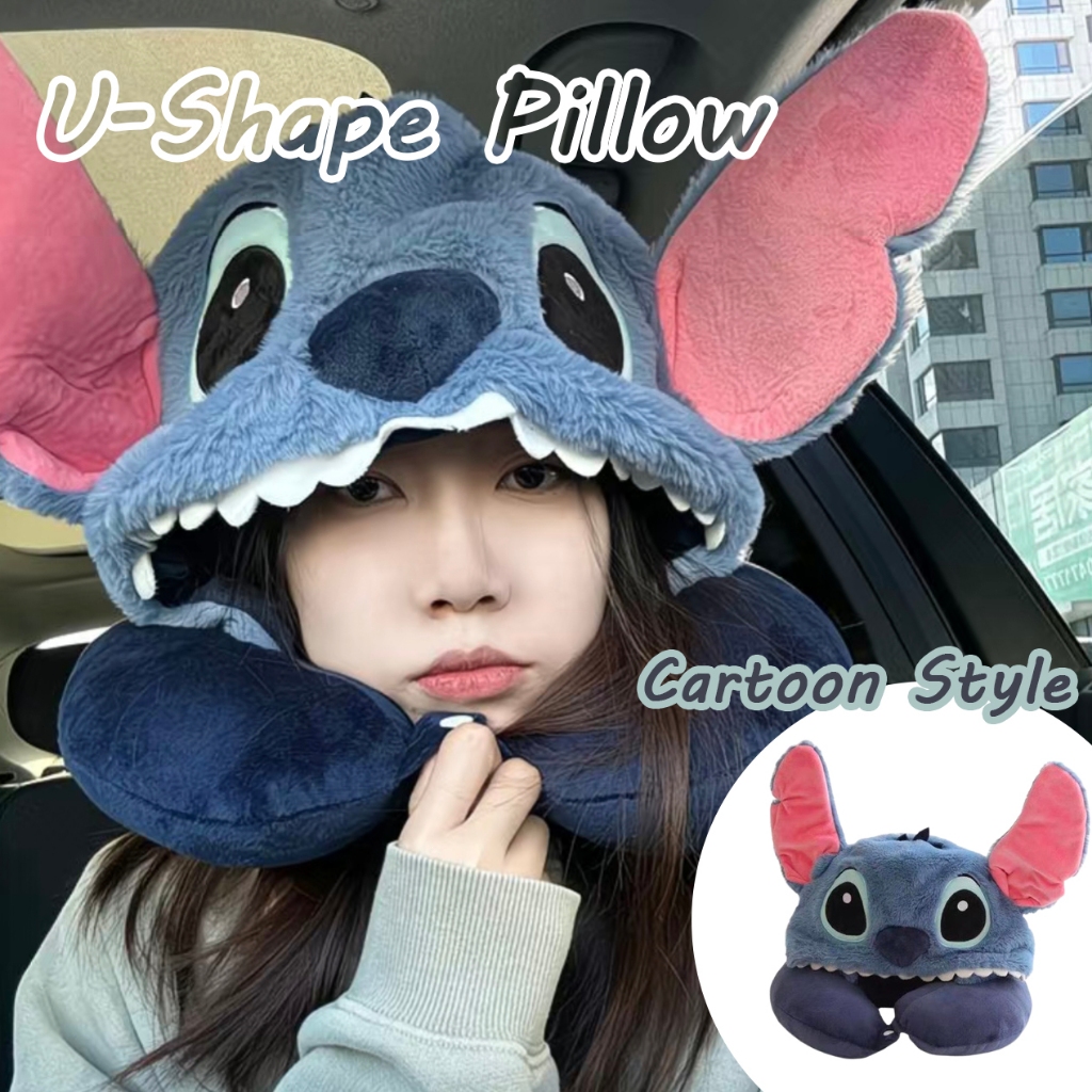 การ์ตูน U-Shape Hooded หมอนรองคอฤดูใบไม้ร่วง/ฤดูหนาวสบายหมอนพร้อมหมวก Travel Blackout Nap หมอน Eye Mask
