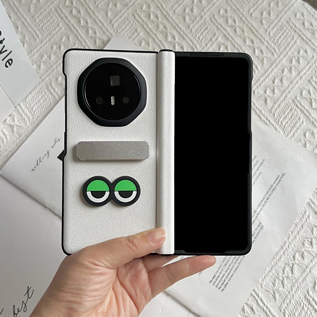 เคสน่ารักสําหรับ Honor Magic V5 V3 พับสมาร์ทโฟนพร้อมผู้ถือหนังหรูหรากันกระแทกฝาครอบบานพับแม่เหล็กป้องกันเต็มรูปแบบ Hard PC ด้านหลัง
