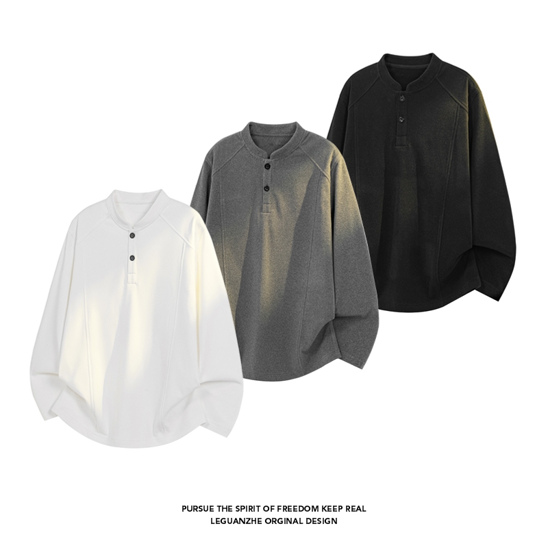 เสื้อ Henley แขนยาวสำหรับผู้ชาย หนาพอดีตัว สวมใส่สบายในฤดูหนาว