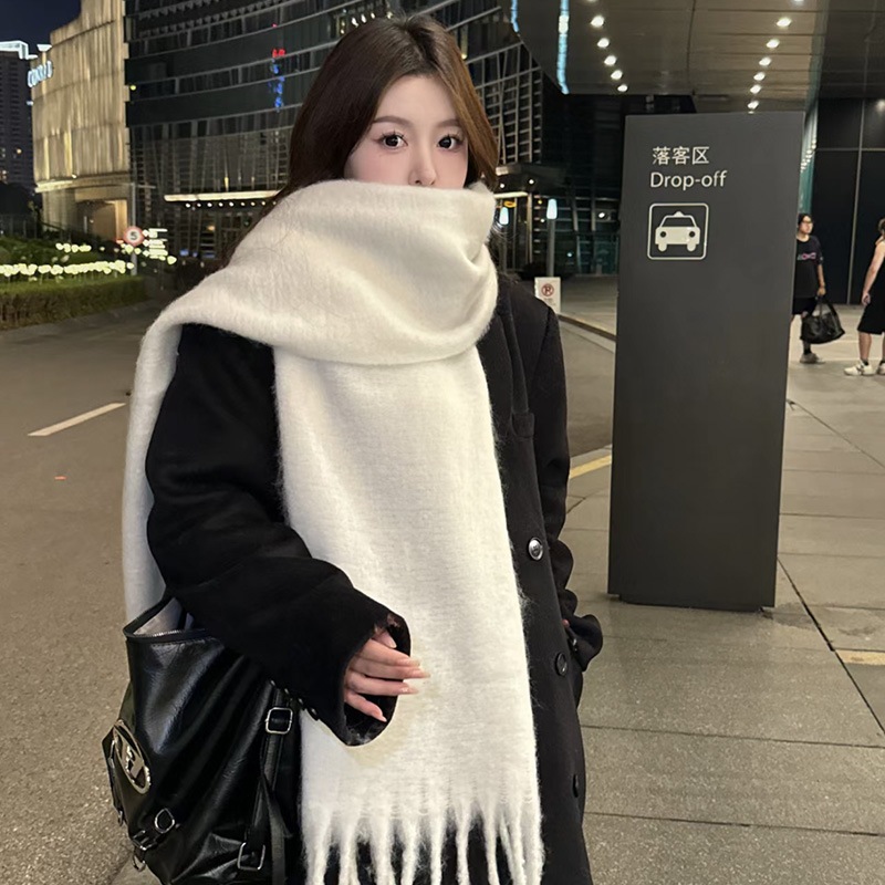 LGTH ผ้าคลุมไหล่ผ้าพันคอผ้าแคชเมียร์นุ่มหนายาวปักพื้นอุ่นแฟชั่นฤดูหนาวสําหรับผู้หญิง