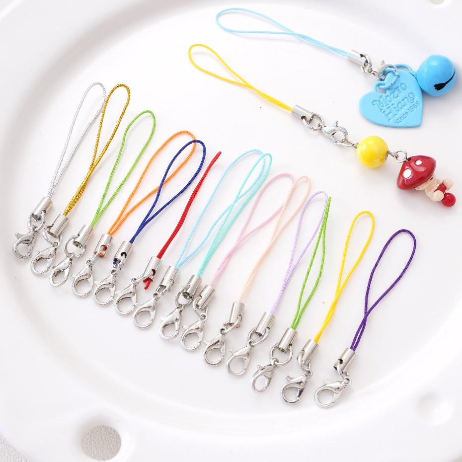10ชิ้น/แพ็ค ﻿ เชือกโทรศัพท์มือถือโพลีเอสเตอร์พร้อมเข็มกลัดกุ้งก้ามกรามสายคล้องโทรศัพท์มือตุ๊กตาลวดพวงกุญแจเชือกเส้นเล็กเชือกเส้นเล็กโทรศัพท์