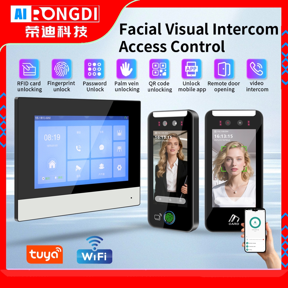 2.4G Wifi Tuya App Video Intercom Doorbell กล้อง HD สําหรับ Apartment 7 นิ้ว Touch Monitor one-key ป