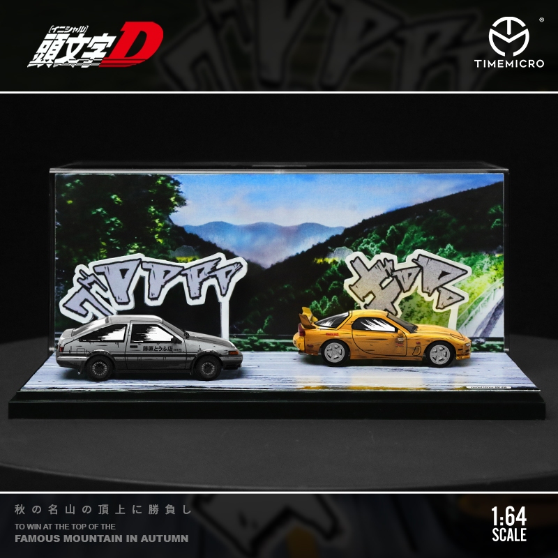 TIME MICRO 1:64 AE86& RX-7 การ์ตูน Edition รถโมเดลโลหะสําหรับคอลเลกชันและจอแสดงผล KAWII