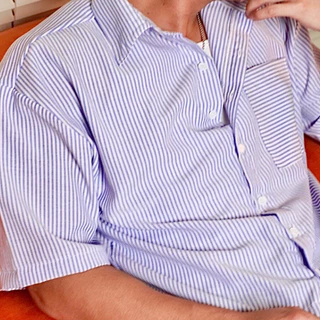 เสื้อลายแขน 3/4 สไตล์เกาหลี เสื้อลำลองทรงหลวมสำหรับผู้ชาย