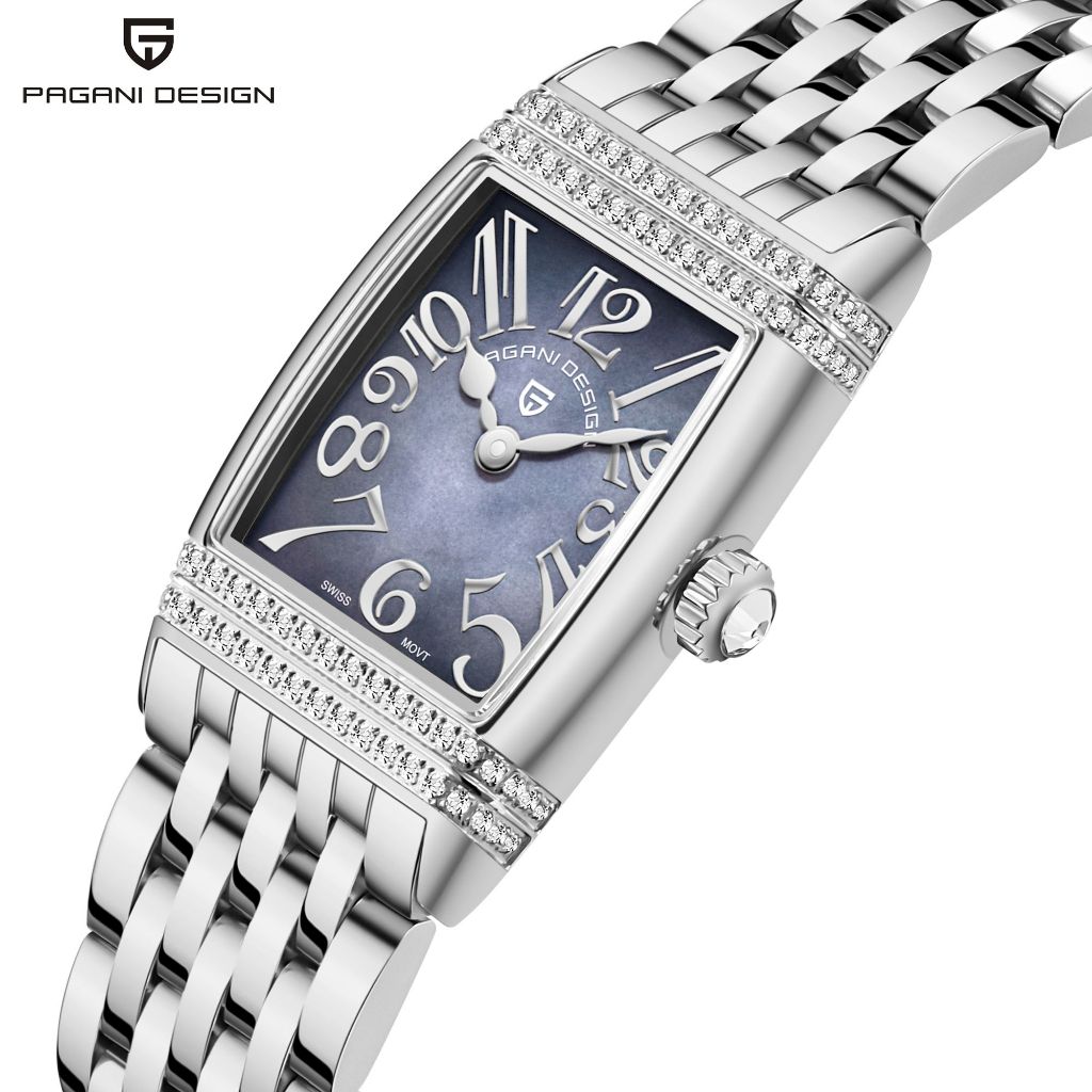 PAGANI DESIGN 1737 นาฬิกาหรู Tonneau ผู้หญิง | เพชร-ชุด | สายคล้องสร้อยข้อมือสวยหรู | ของขวัญที่สมบู