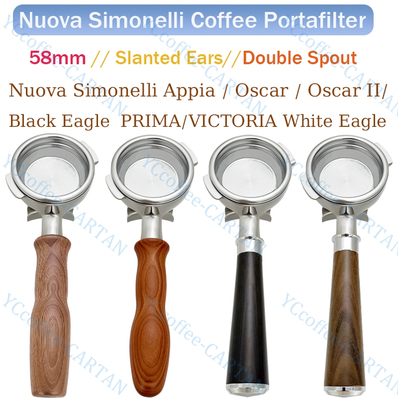 58MM Espresso Coffee Double Flow หัวฉีด portafilter เหมาะสําหรับ NUOVA Simonelli /EAGLE ONE/WHITE EAGLE/OSCAR COffee Maker