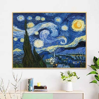 ภาพติดเพชรคริสตัล 💎30×40cm 5D DIY Diamond Painting ภาพวาด ครอสติสคริสตัล VanGogh ภาพตกแต่งบ้าน