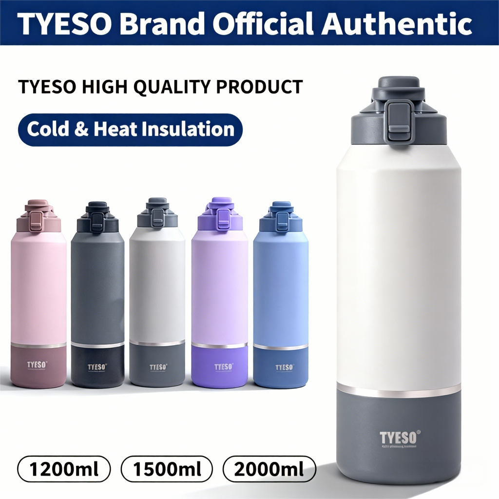 TYESO Thermal Stainless Steel 2000ML with Handle - ขวดน้ําหุ้มฉนวน One-Touch Lid Hot & Cold