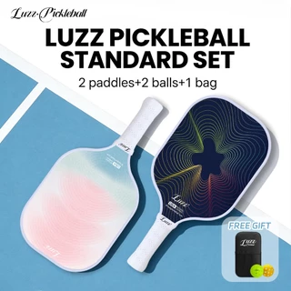 Luzz Pickleball Paddle Set (16 มม., T700 คาร์บอนไฟเบอร์) | มาตรฐาน 2 พาย + ลูกชิ้น 2 ลูก + ถุงดองบอลสีดำ