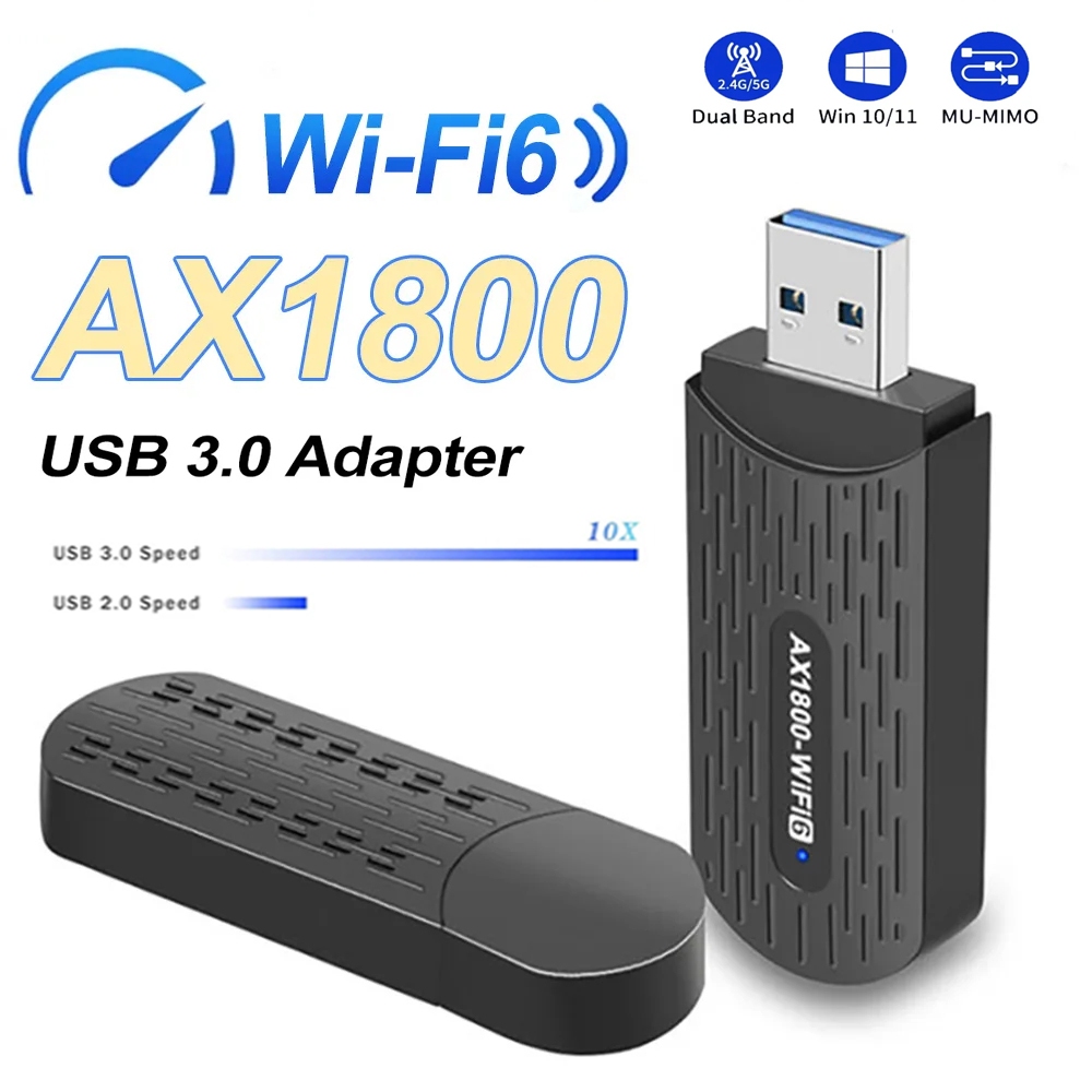 WiFi6 อะแดปเตอร์ USB 2.4G & 5G AX1800 ความเร็วสูง 1800Mbps USB3.0 ไร้สาย Dongle การ์ดเครือข่าย WiFi6