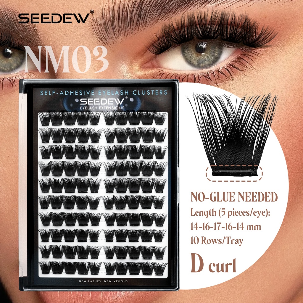 SEEDEW D Curl ขนตาหนาขนตาปลอมแบบมีกาวในตัวไม่มีกาวขนตา