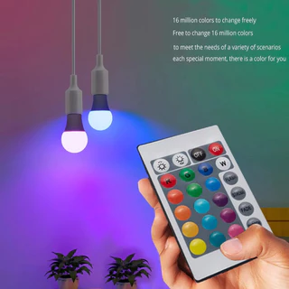 🚀ท้องถิ่น🚀3 ชิ้น E27 RGB หลอดไฟ 16 สี E27 ฐาน LED Multicolor หลอดไฟ 220 โวลต์หรี่แสงได้ 24 คีย์รีโมทคอนโทรลบรรยากาศแสงนีออนสําหรับห้องนอน Party Home