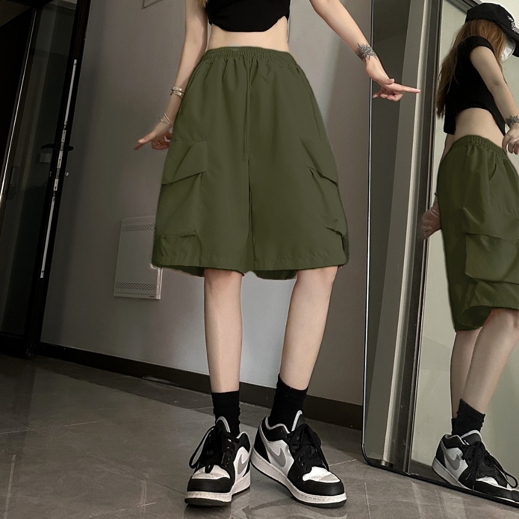 กางเกง cargo ทรง palazzo ไซส์ S-5XL สำหรับผู้หญิง สไตล์อเมริกัน ดีไซน์ casual และ.streetwear - รูปที่ 6