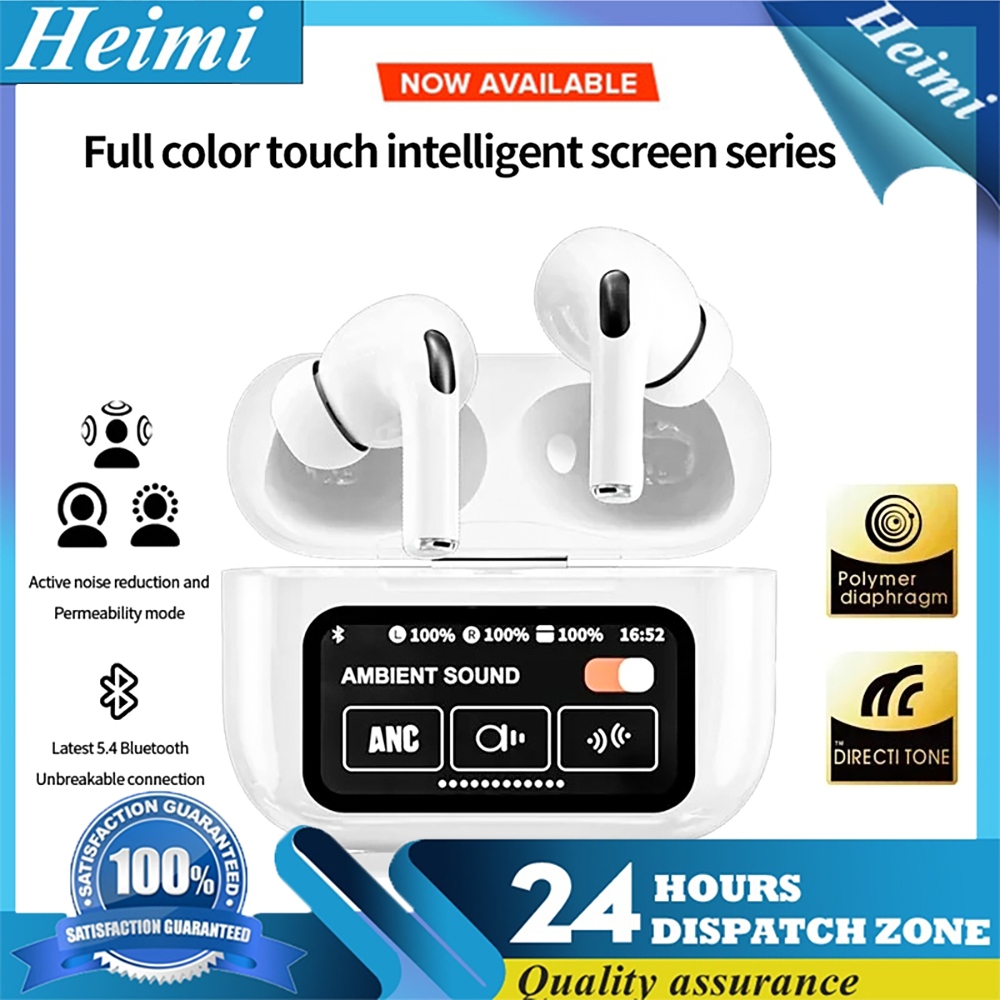 A9 PRO สมาร์ทหน้าจอหูฟังหูฟังไร้สายบลูทูธหูฟังชนิดใส่ในหู ANC ลดเสียงรบกวนโทรหูฟัง LED หูฟัง