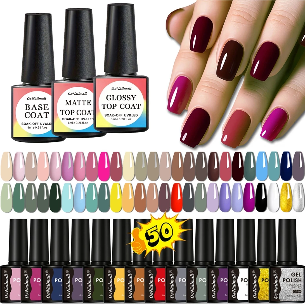 น้ํายาทาเล็บเจล เคลือบเงาเล็บกึ่งถาวร 50 สี