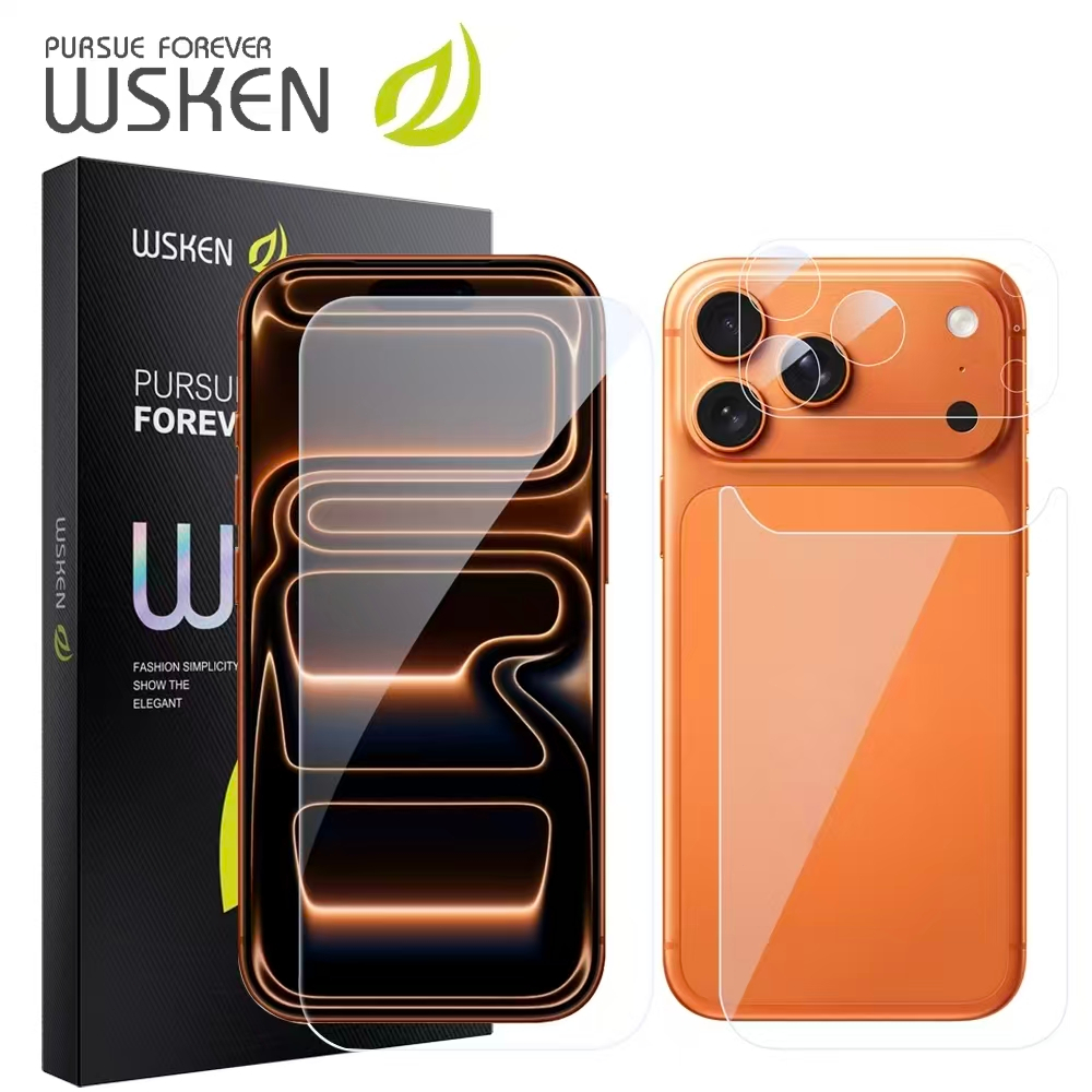 WSKEN ฟิล์มกระจกนิรภัย ชุด iPhone 17ProMax ไม่มีขอบดำ โปร่งใส HD กันรอยไอโฟน15ProMax ฟิลม์กันรอย กระจกกันรอย iPhone 16ProMax/17Pro/17/16Pro/16/15 กันแตก