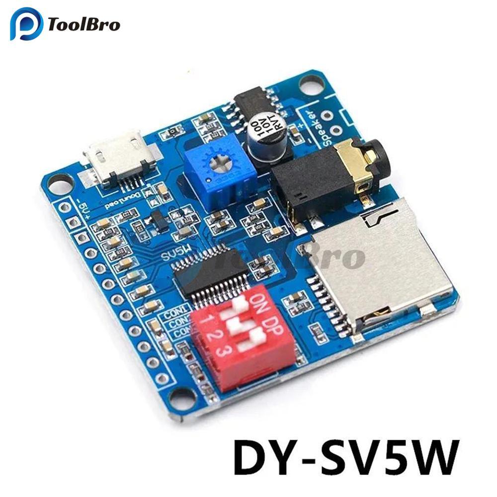 DY-SV5W การเล่นเสียงโมดูลบอร์ด MP3 เครื่องเล่นเพลง 5W MP3 Playback Serial Control SD/TF Card สําหรับ