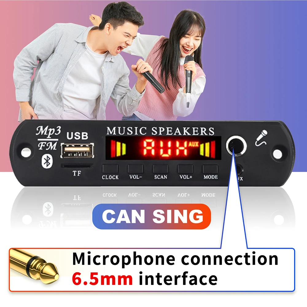 80W เครื่องขยายเสียง Bluetooth5.0 MP3 ถอดรหัส HiFi สเตอริโอเครื่องเล่น DC7V-18V DIY MP3 เครื่องเล่นรถ FM วิทยุโมดูล TF/USB/Mic