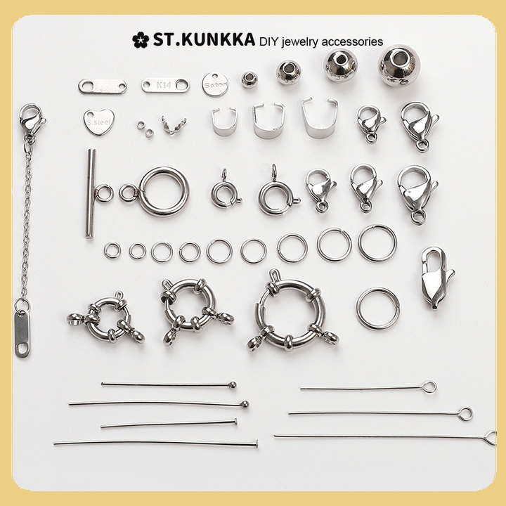 St.kunkka DIY อุปกรณ์เสริมสแตนเลสเข็มกลัดกุ้งก้ามกรามเปิดแหวน Spacer ชุดลูกปัดสร้อยข้อมือสร้อยคอทํา