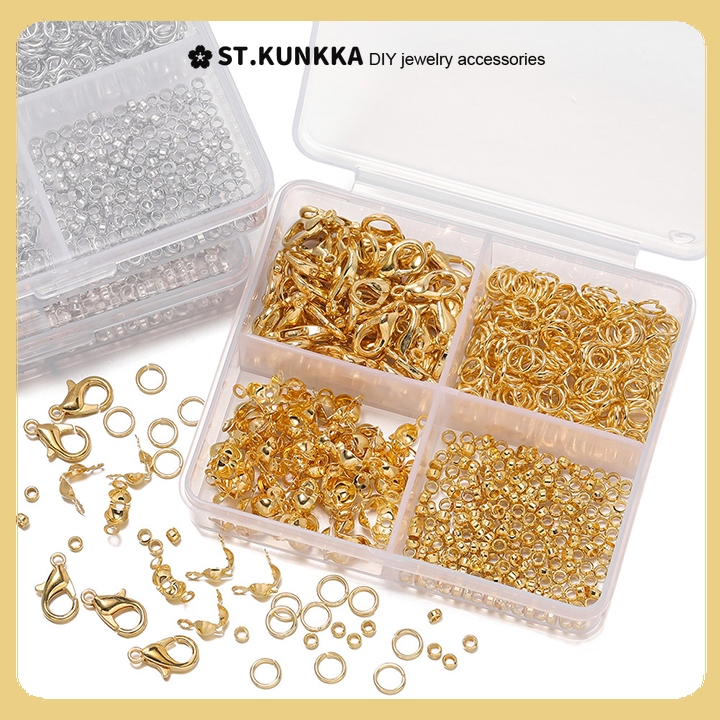 St.kunkka ตะขอกล้ามปู  โลหะผสมสังกะสีเข็มกลัดกุ้งก้ามกรามเครื่องประดับอุปกรณ์เสริมสร้อยคอ 4 ตารางชุดอุปกรณ์เสริมสําหรับ DIY ทําด้วยมือเครื่องประดับทํา