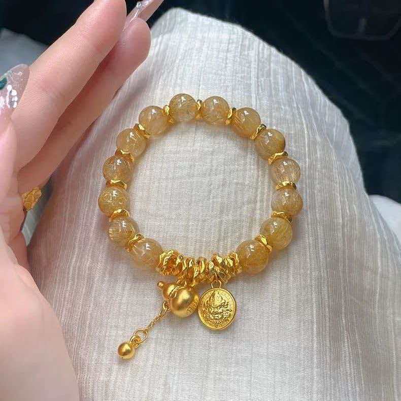New Chinese Style Yellow God of Wealth Coiled Bracelet รูปที่ 5