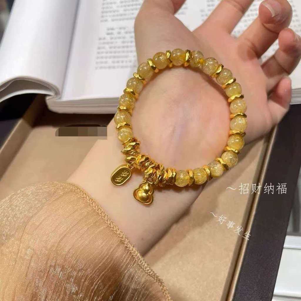 New Chinese Style Yellow God of Wealth Coiled Bracelet รูปที่ 6